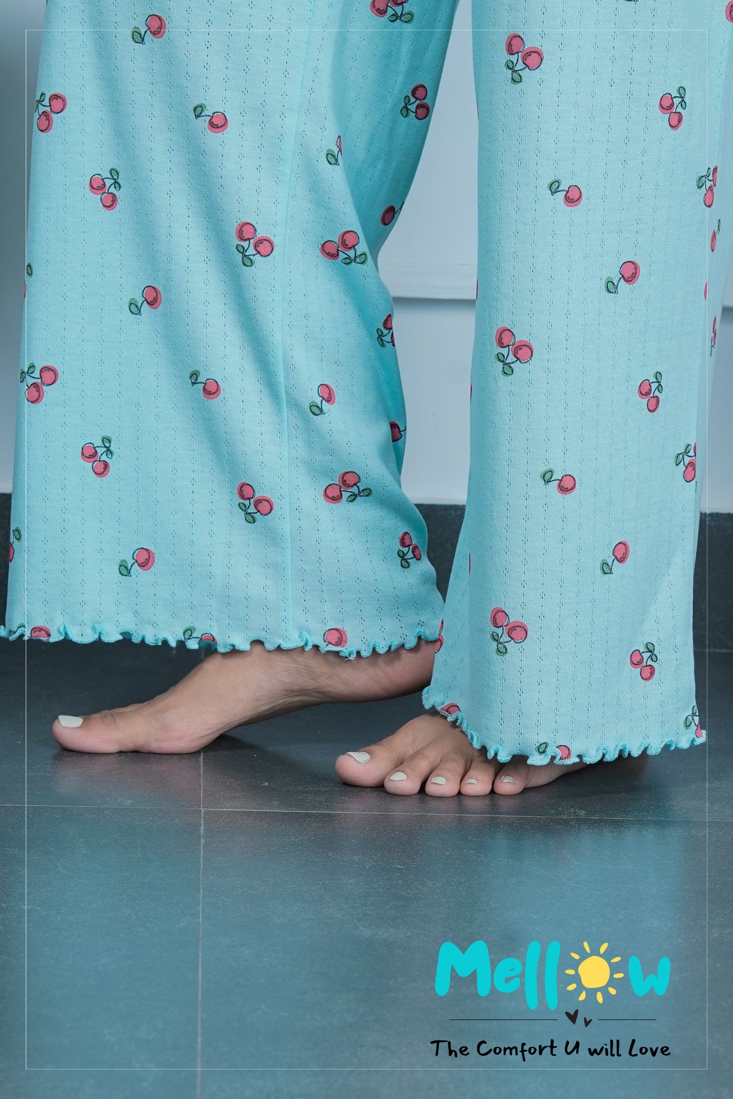 Blue Cherry Printed Lounge wear Co-Ords