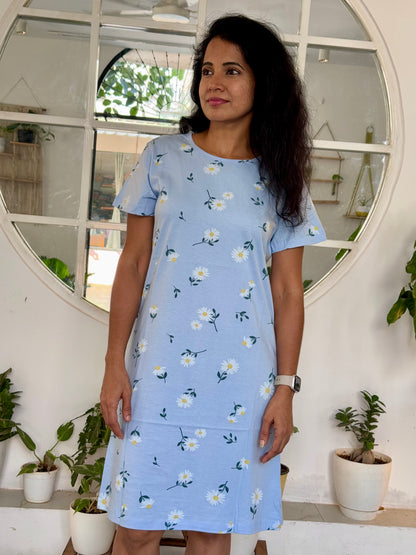 Long Tops - Blue floral