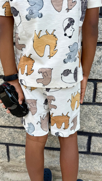 White Panda Co- Ord Shorts Sets