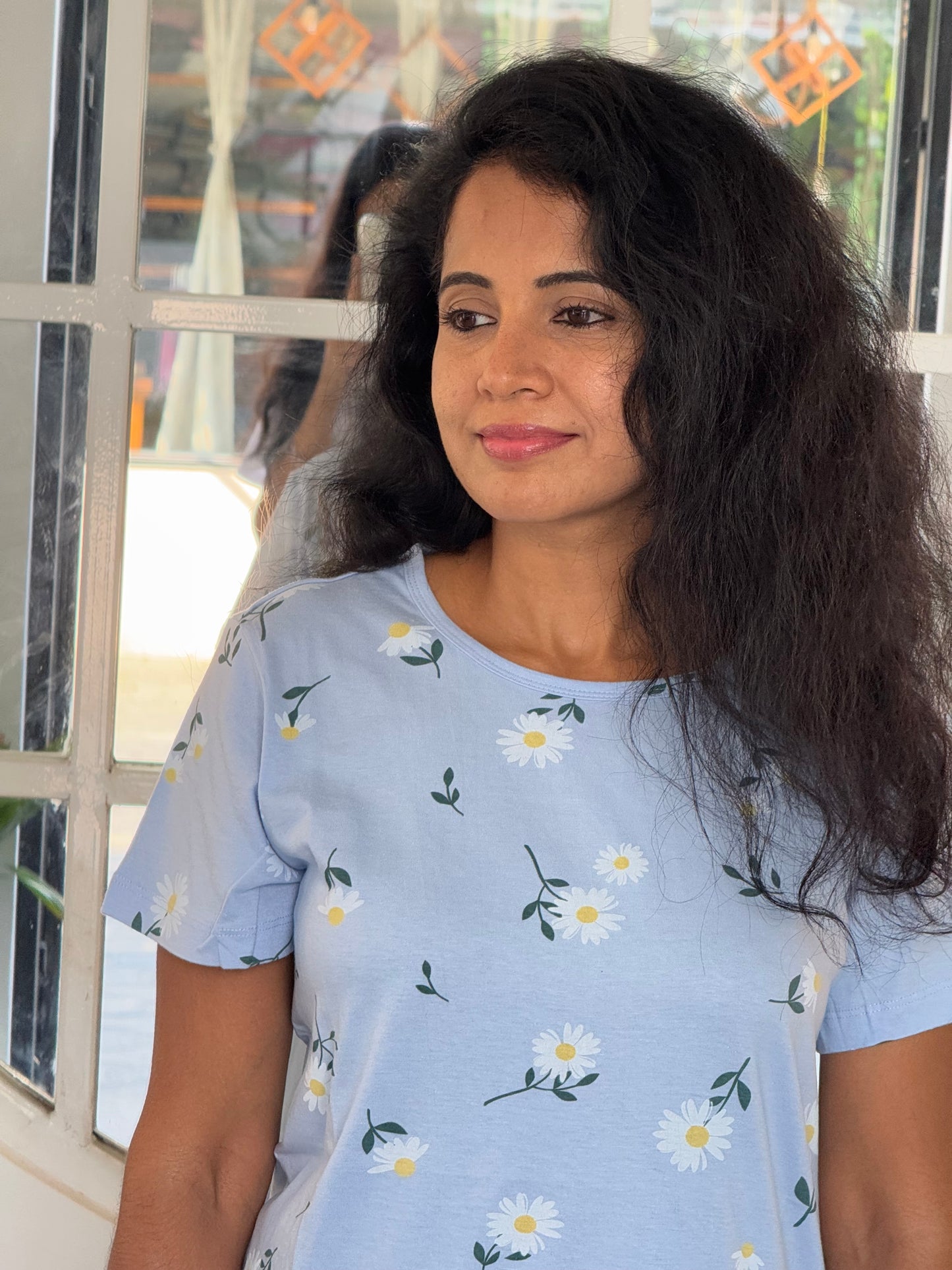 Long Tops - Blue floral