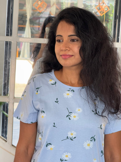 Long Tops - Blue floral