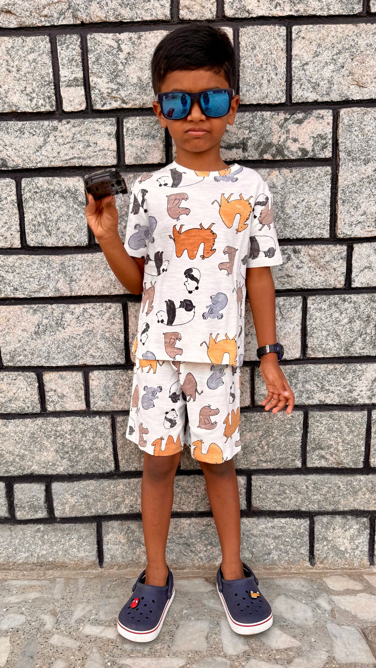 White Panda Co- Ord Shorts Sets