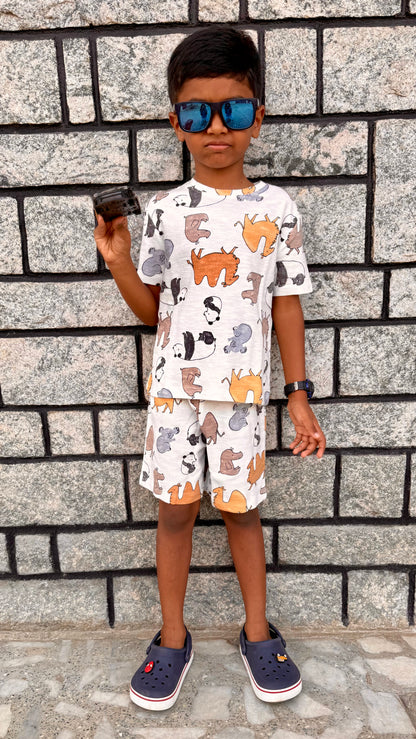 White Panda Co- Ord Shorts Sets