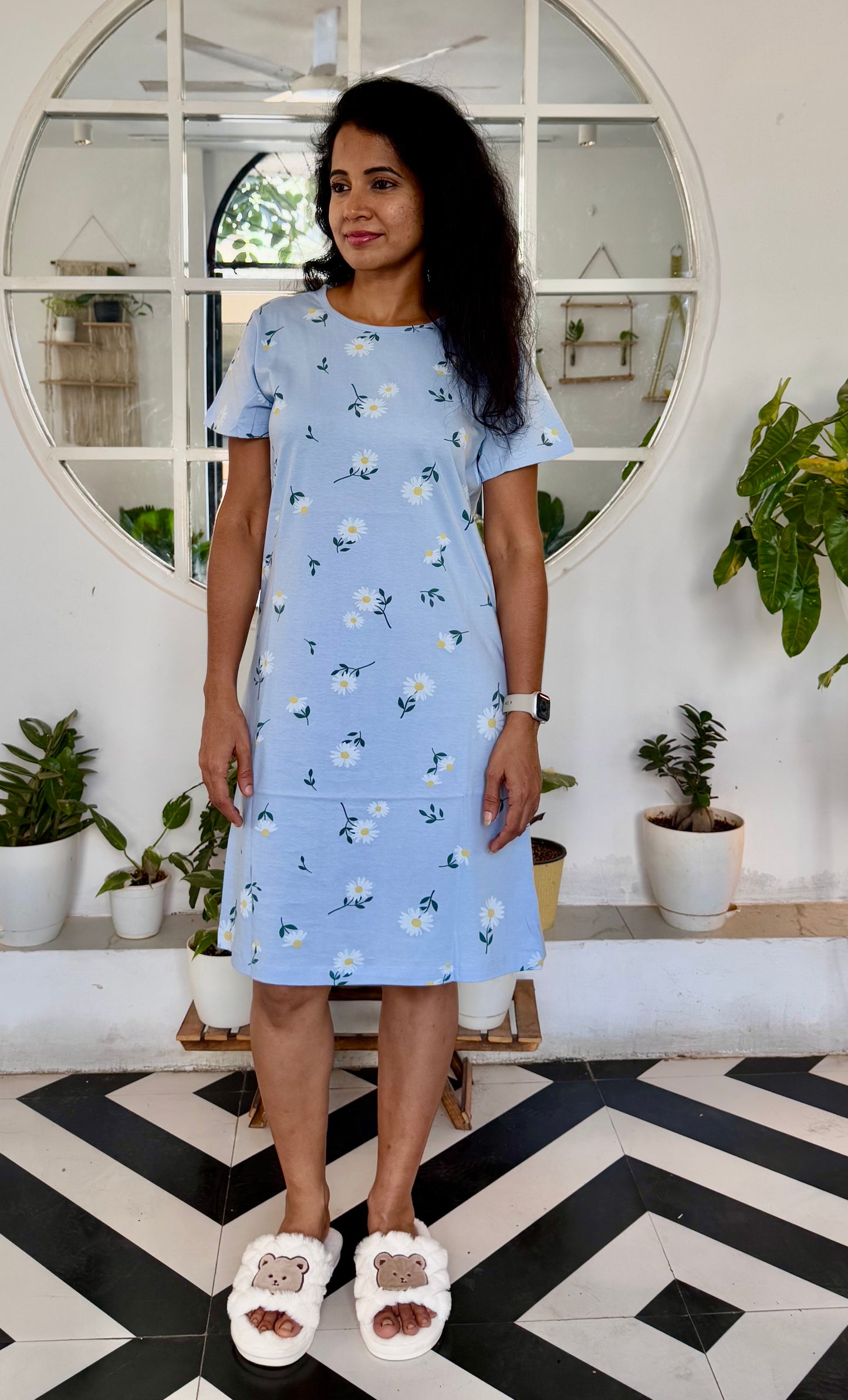 Long Tops - Blue floral