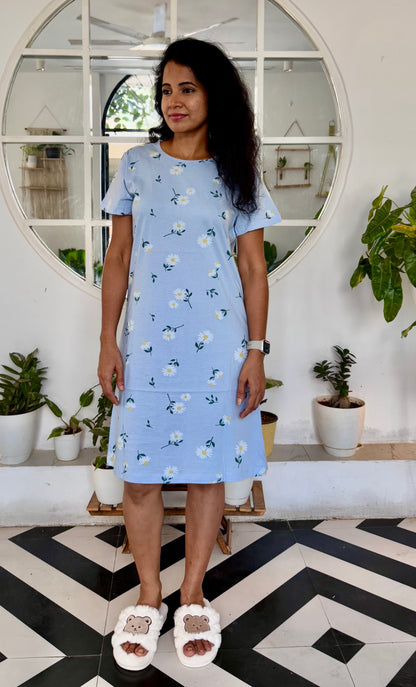 Long Tops - Blue floral