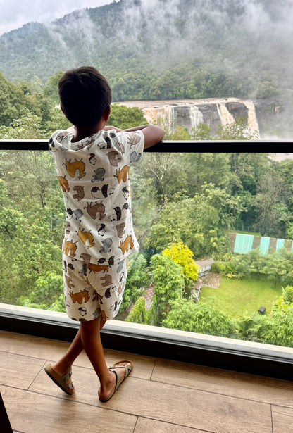 White Panda Co- Ord Shorts Sets