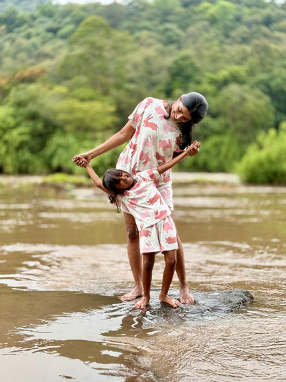 Mom- kid twinning Rabbit Co-Ord set