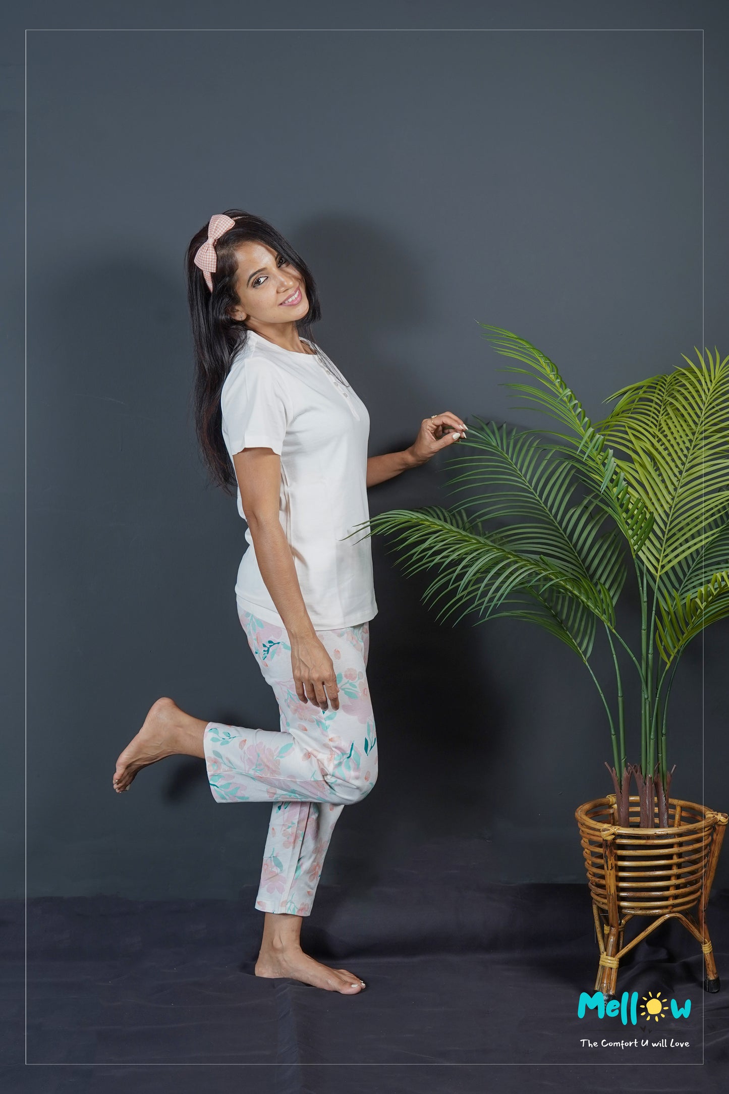 Peach Floral Sleep Wear