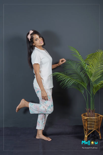 Peach Floral Sleep Wear
