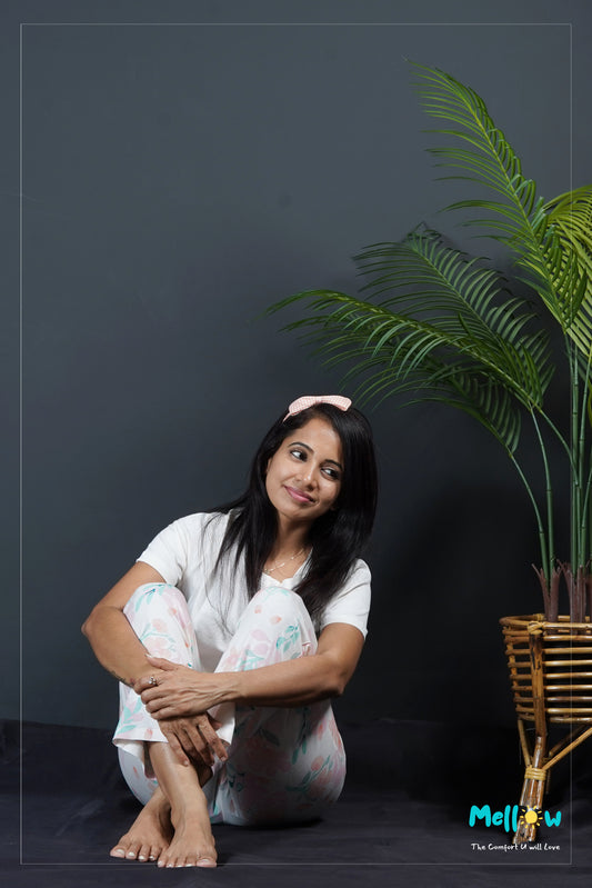 Peach Floral Sleep Wear