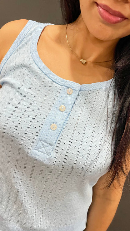 Blue Sleeveless Co-Ord Lounge Wear
