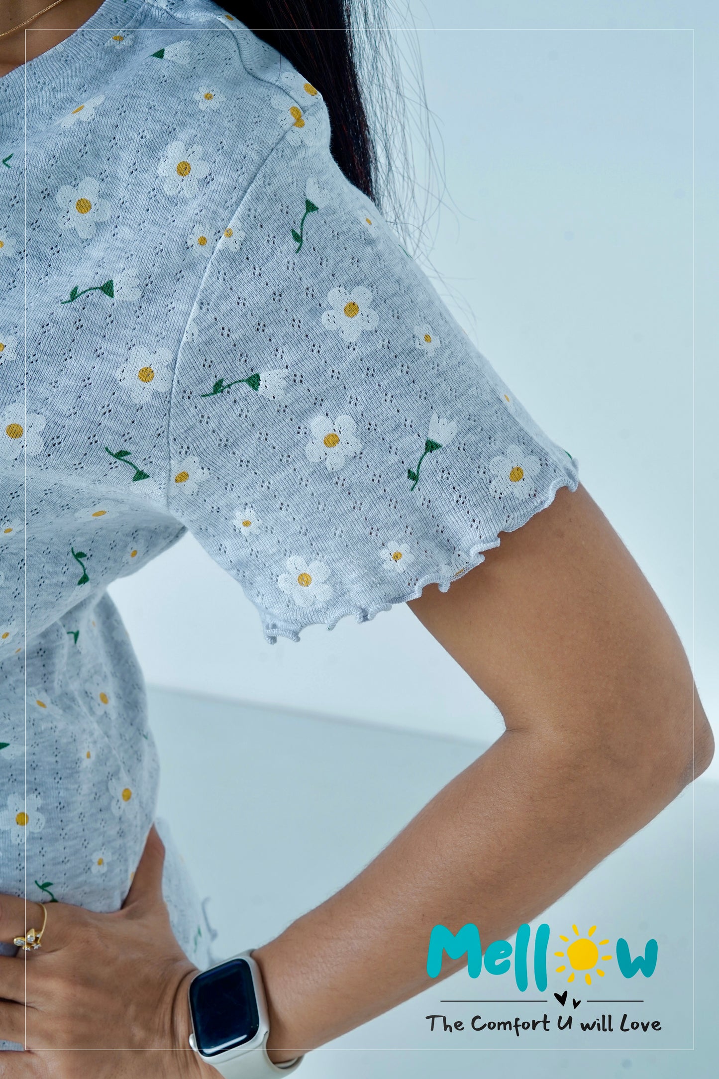 Grey & Yellow Flower Co-Ord Lounge Wear