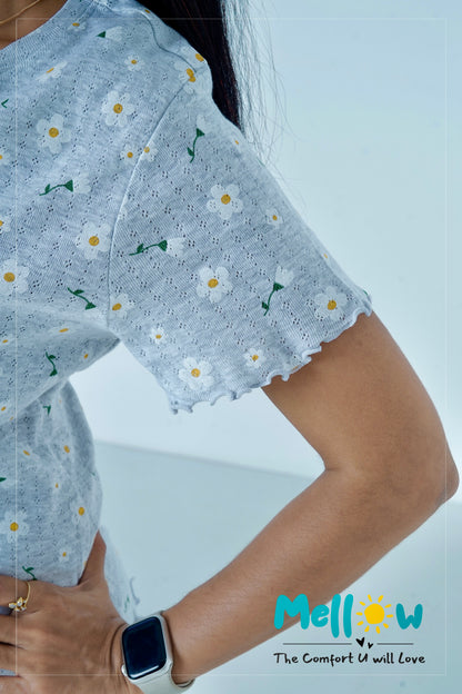 Grey & Yellow Flower Co-Ord Lounge Wear
