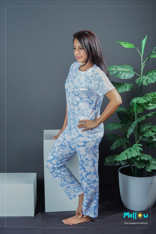 Blue Floral Sleep Wear