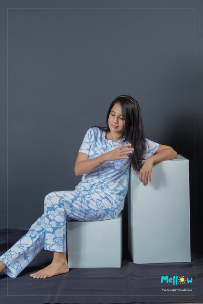 Blue Floral Sleep Wear