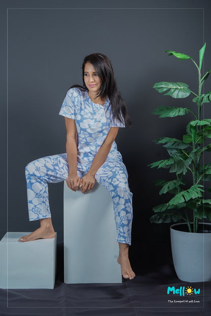 Blue Floral Sleep Wear