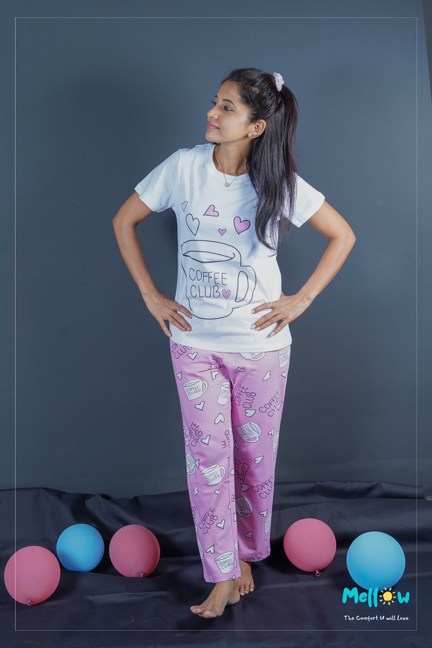 Pink Coffee Club Sleep Wear