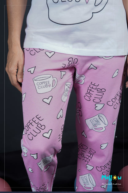 Pink Coffee Club Sleep Wear