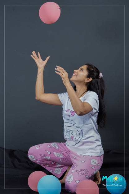 Pink Coffee Club Sleep Wear