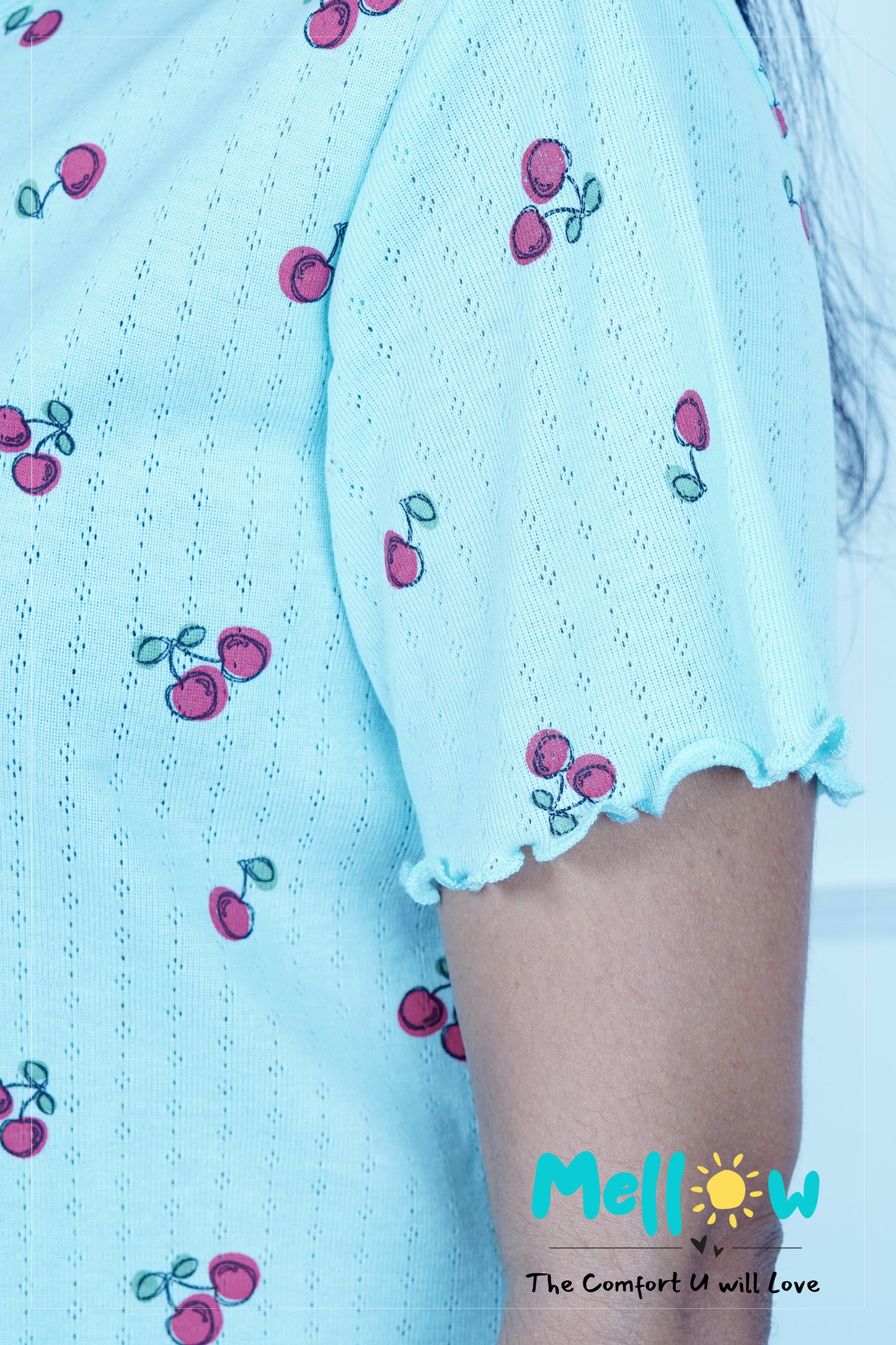 Blue Cherry Printed Lounge wear Co-Ords