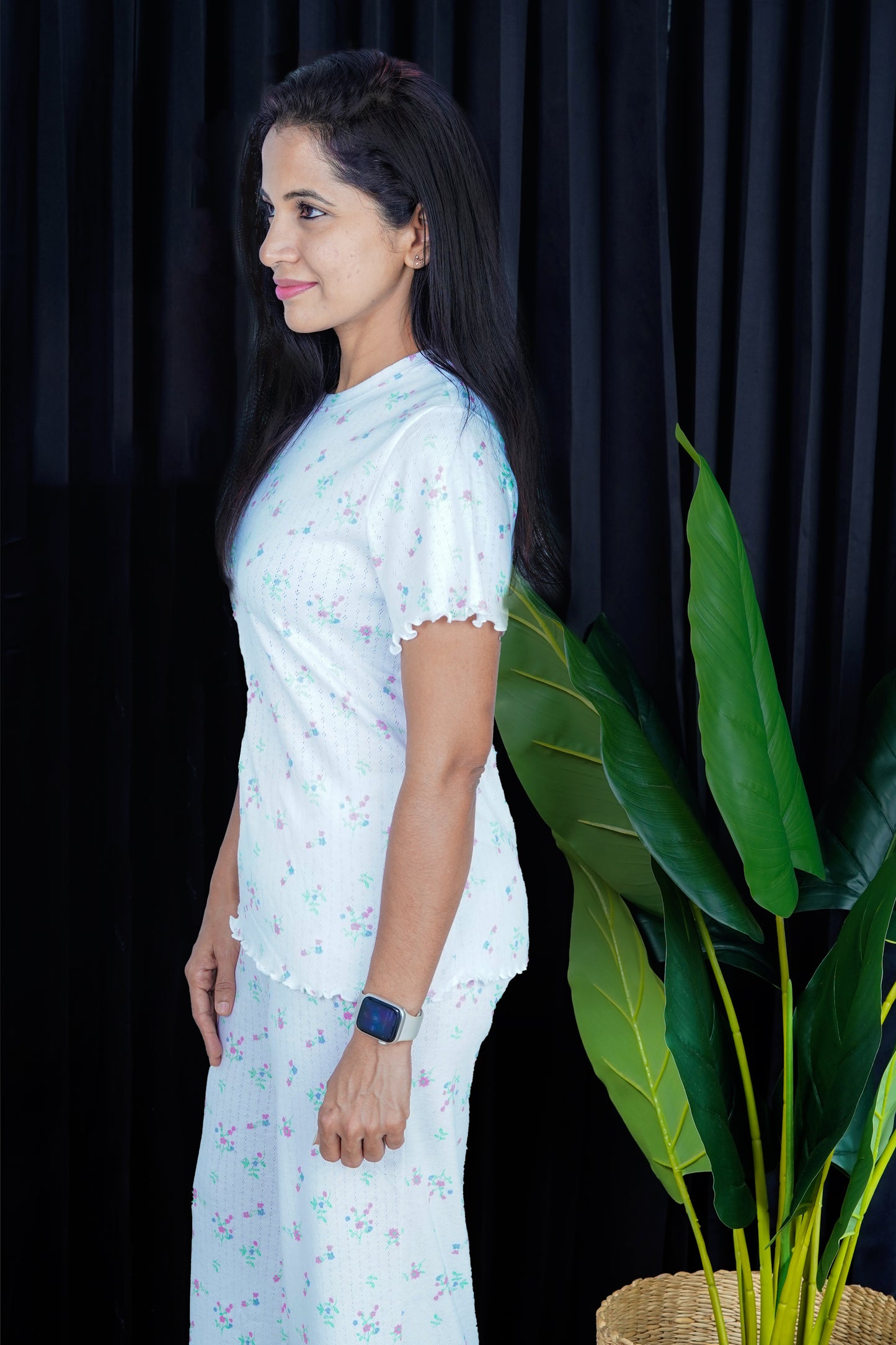 White Floral Co-Ord Lounge Wear