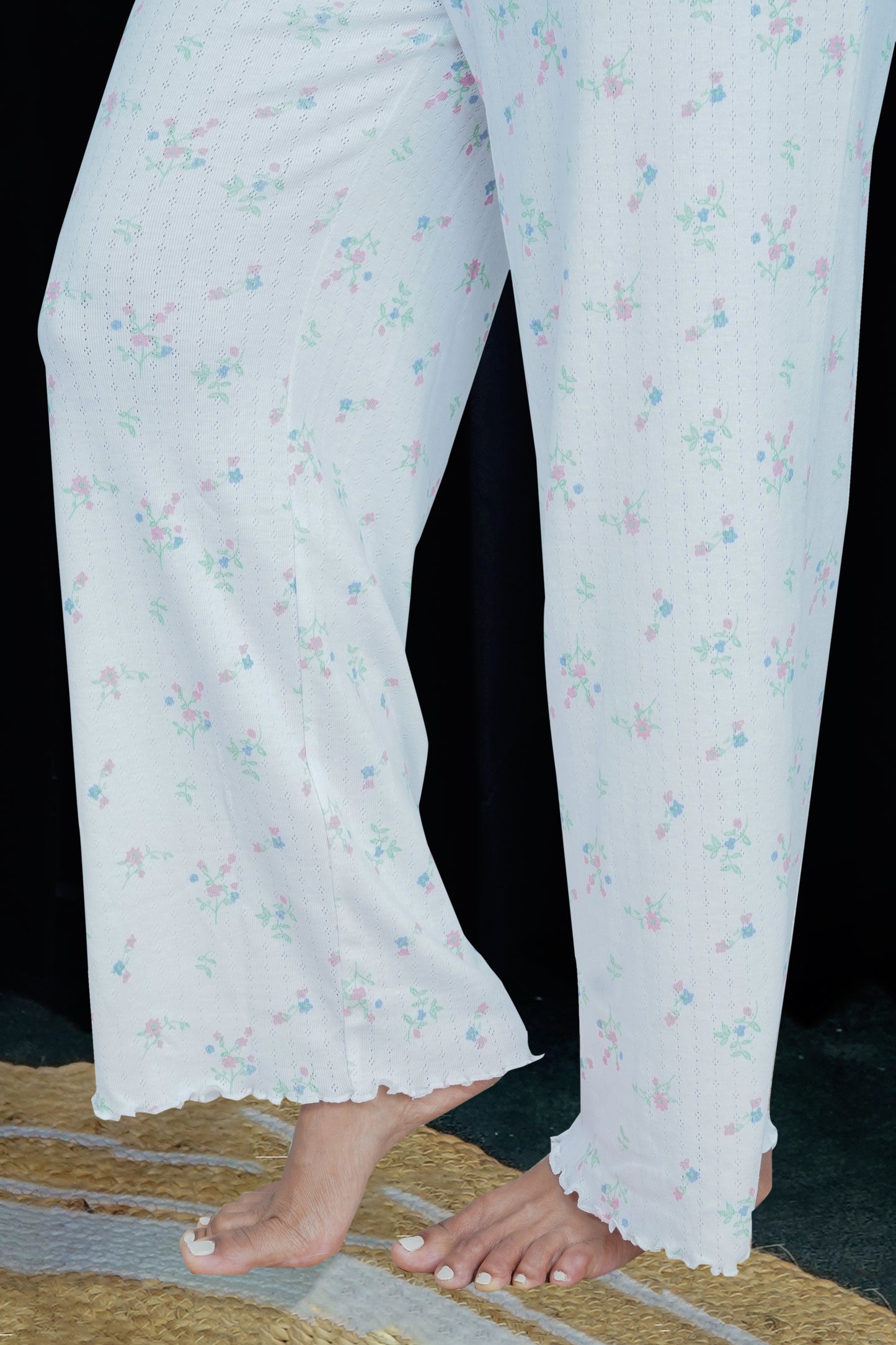 White Floral Co-Ord Lounge Wear