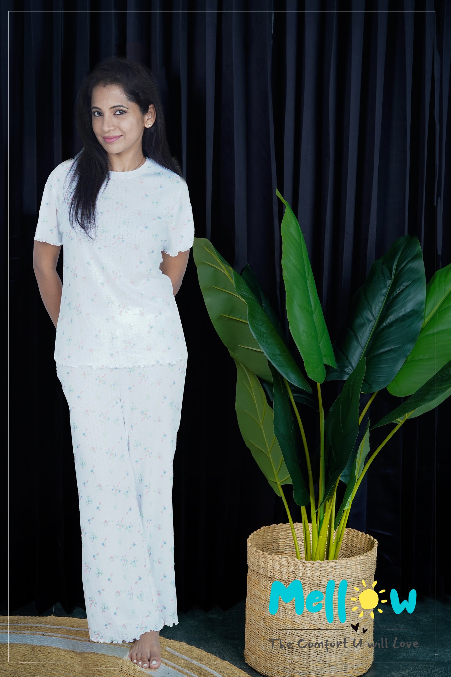 White Floral Co-Ord Lounge Wear